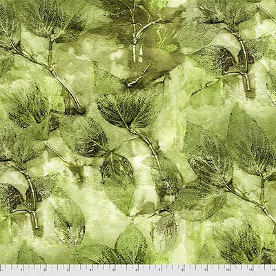 Into the Woods Fabric: Dogwood Days Grass (per 1/4 metre)