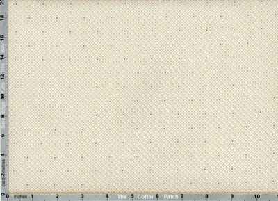 Vanillas Fabric: Red Dot Grid on Linen (per 1/4 metre)