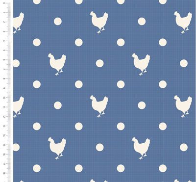 Blue Skies and Nutmeg fabric: Blue Chicken (per 1/4 metre)