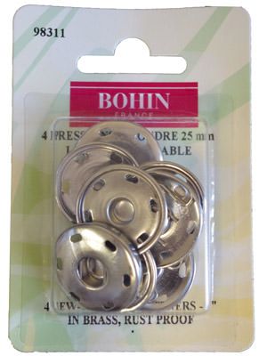 Bohin Snap Fasteners  Silver  1' (4)