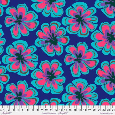 Kaffe Fassett Collective Fabric Funky Flora Indigo (per 1/4 metre)