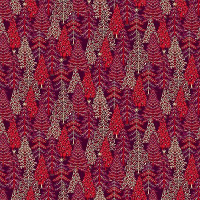 Enchanted Christmas fabric: Forest Red