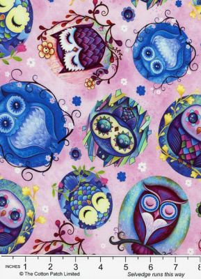 Hootie Patootie fabrics: Owl Toss, Pink