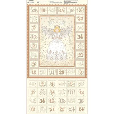 Angels fabric: Angels Advent Calendar 60cm Panel Cream