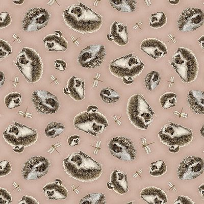 Little Ones fabric: Tossed Hedgehogs Beige (per 1/4 metre)