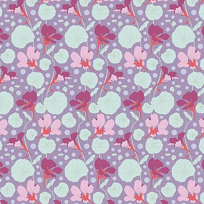 Tilda GardenLife fabric: Nasturtium Lavender (per 1/4 metre)