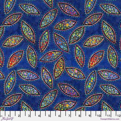 Sue Penn Paper Trees fabric: Leaf Pile blue