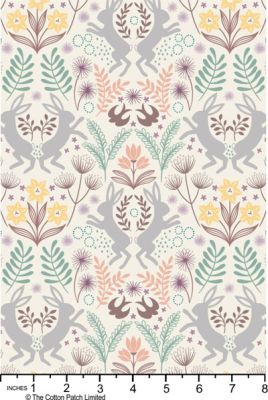 Spring Treats Fabric: Spring Hare Cream (per 1/4 metre)