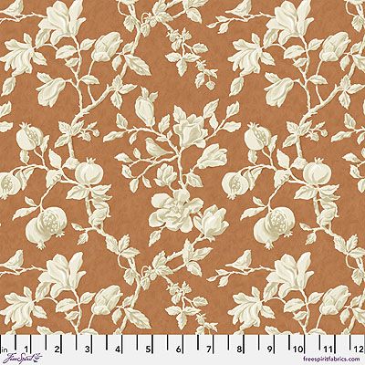 Woodland Blooms fabric: Magnolia and Pomegranate Russet (per 1/4 metre)