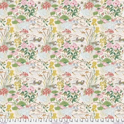 Sanderson Water Garden Fabric: Crane & Frog