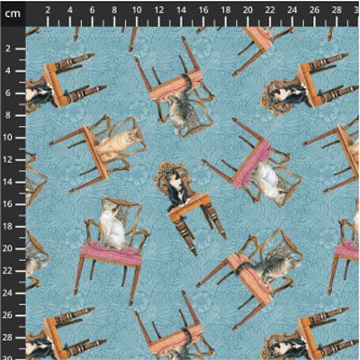 SophistiCats Fabric: Cats on chairs (per 1/4 metre)