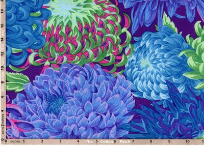 Philip Jacobs Fabric Japanese Chrysanthemum Blue (per 1/4 metre)