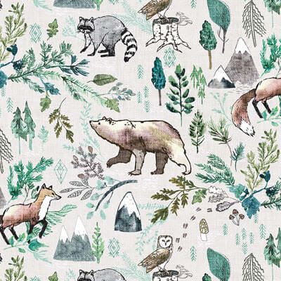 Forest Fable Fabric: Enchanted Wilderness Off White (per 1/4 metre)