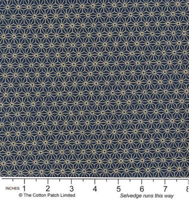 Japanese Garden Fabric: Sevenberry Asanoha, Blue/Ecru