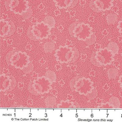 Dutch Heritage fabric: Two Tone Floral Leaf Dusty Pink (per 1/4 metre)