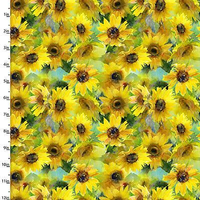 Sunflower Stampede Fabric (per 1/4 metre)