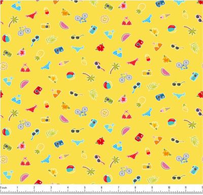 Pool Party fabric: Party Scatter Yellow (per 1/4 metre)