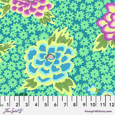 Kaffe Fassett Collective Fabric: Charlotte Teal (per 1/4 metre)