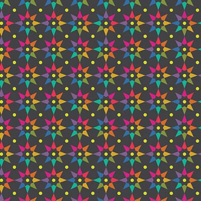 Art Theory Fabric: Rainbow Star Black (per 1/4 metre)