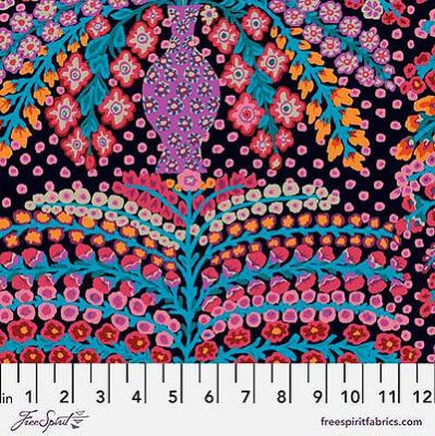 Kaffe Fassett Persian Vase Fabric Black (per 1/4 metre)