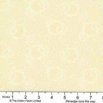 Dutch Heritage fabric: Two Tone Floral Leaf Cream (per 1/4 metre)