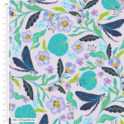 Dragonflies Fabric: Dragonflies, Lilac