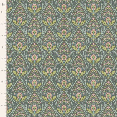 Tilda Sanctuary fabric: Eggplant and Pistachio, Adine Greygreen