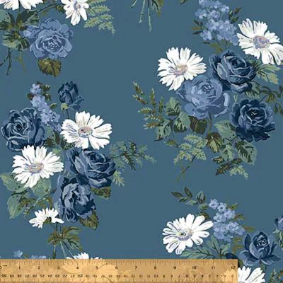 Camilla Fabric: Market Bouquets Denim (per 1/4 metre)