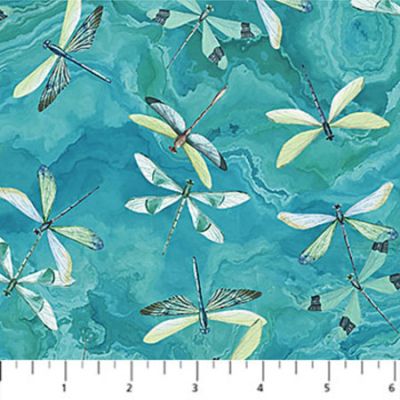 Tranquil Waters fabrics: Dragonflies, Aqua