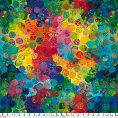 Sue Penn Paper Trees fabric: Bright Circles, Multi