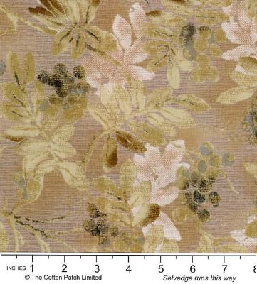 Classic Florals Fabric: Floral Tonal on Brown (per 1/4 metre)