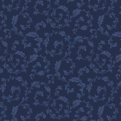 Midnight Meadow fabric: Scroll, Navy