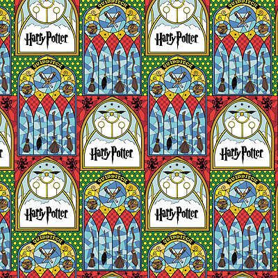 Harry Potter Fabric: Stained Glass Broomsticks Multi (per 1/4 metre)