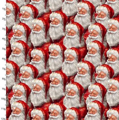 Christmas Eve Journey Fabric Smiling Santas (per 1/4 metre)