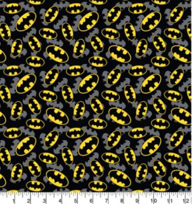 Superheroes Fabric: Batman Logo Overlay (per 1/4 metre)