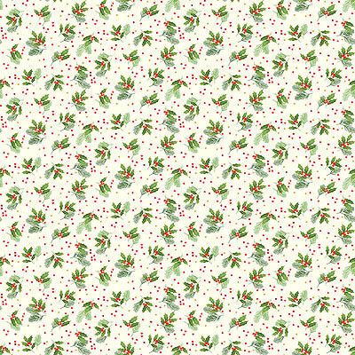 Classic Foliage fabric: Holly Spray Ivory (per 1/4 fabric)