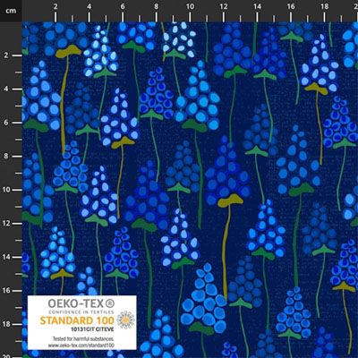 Flowers on My Mind Fabric: Grape Hyacinth, Blue