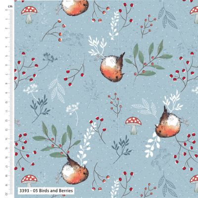 Little Red Robin fabric: Birds and Berries