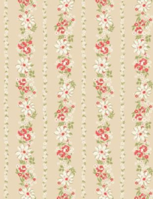 Sentiments fabric: Daisies and Roses Stripe Tan