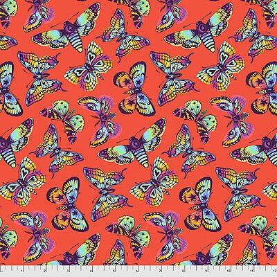 Tula Pink Daydreamer fabric: Butterfly Kisses Papaya (per 1/4 metre)