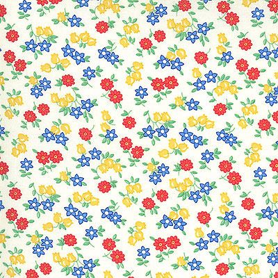 30's Playtime fabric: Posie Party Eggshell (per 1/4 metre)