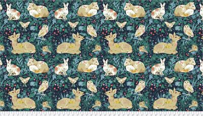 Land Art fabric: Mini Enchanted Forest Navy 60cm Panel