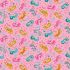 Whiskers Fabric Makower Playful Cats Pink