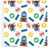 Thomas and Friends Explorers fabric: Train Signs White (per 1/4 metre)