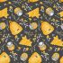 Show Me The Honey Fabric: Beehives & Honey Jars Grey (per 1/4 metre)