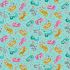 Whiskers Fabric Makower Playful Cats Teal