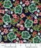 Juliette fabric, Large Green/Coral Floral on Black