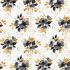 Watercolour Sketchbook Fabric: Small Bouquets Grey/Gold (per 1/4 metre)