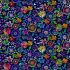 Geofetti Fabric: Rainbow Florals Navy (per 1/4 metre)