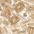 Greener Pastures Fabric: Farm Labels Light Brown (per 1/4 metre)